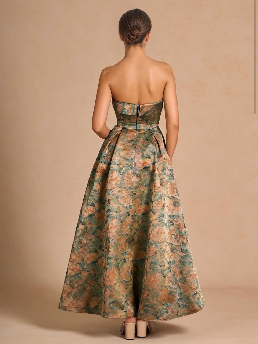 azazie celeste vintage teal maxi bridesmaids dress - Picture 2 of 3